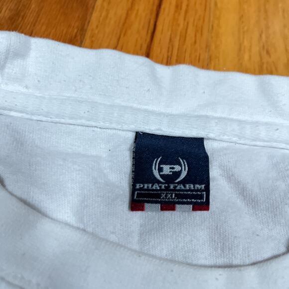 Phat Farm Y2K T-Shirt 2XL USA Made Vintage Logo Style Crest Spellout Streetwear - Picture 3 of 10